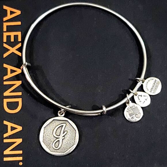Alex and Ani Letter J Initial Charm Bracelet - Picture 1 of 8